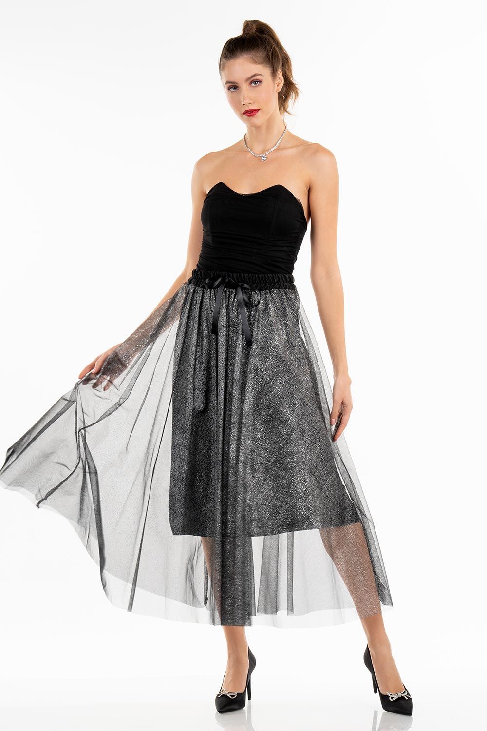 Maxi φούστα με διαφάνεια 